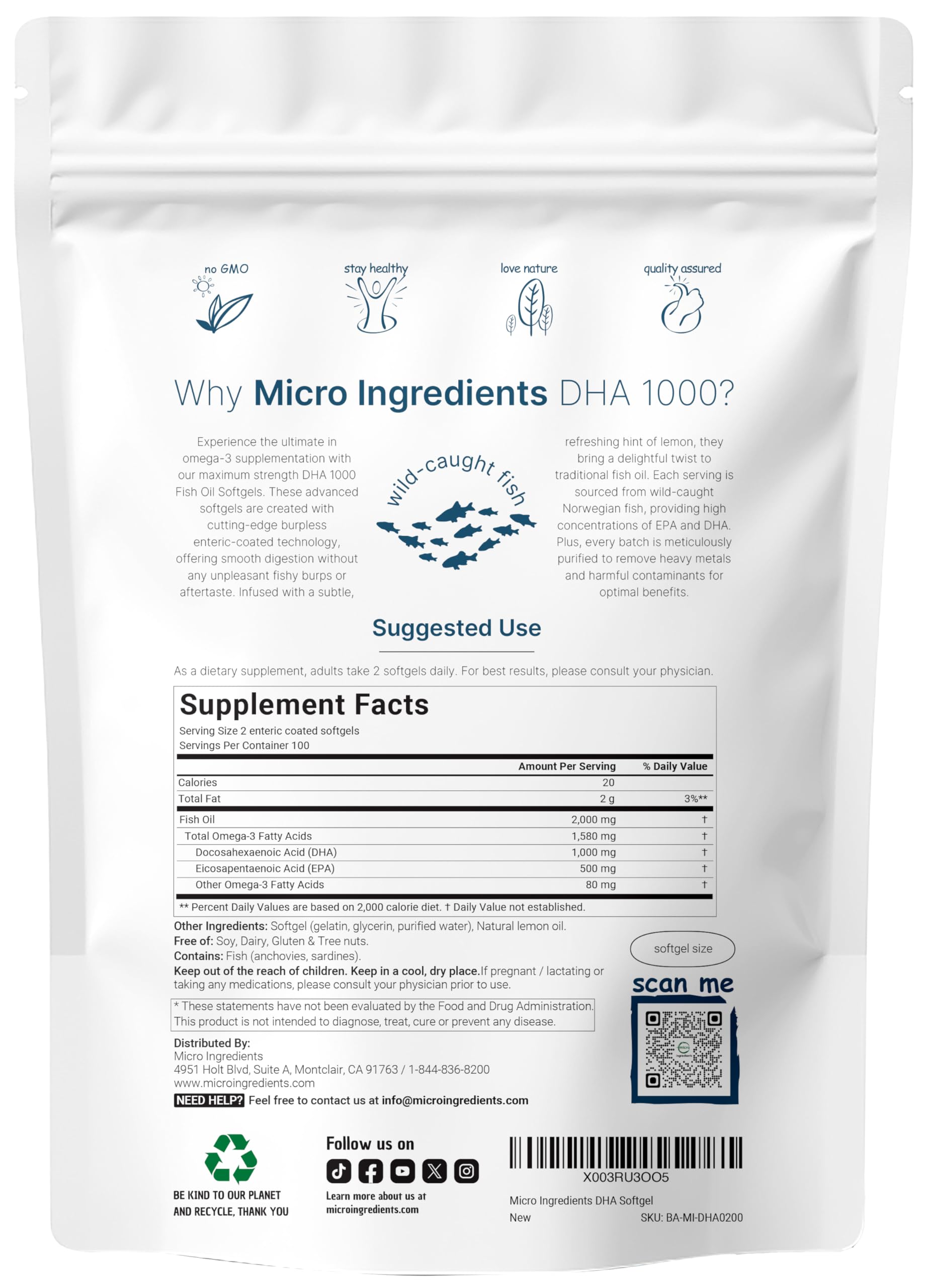 Micro Ingredients primer plano de cápsula blanda que evidencia textura fácil de tragar