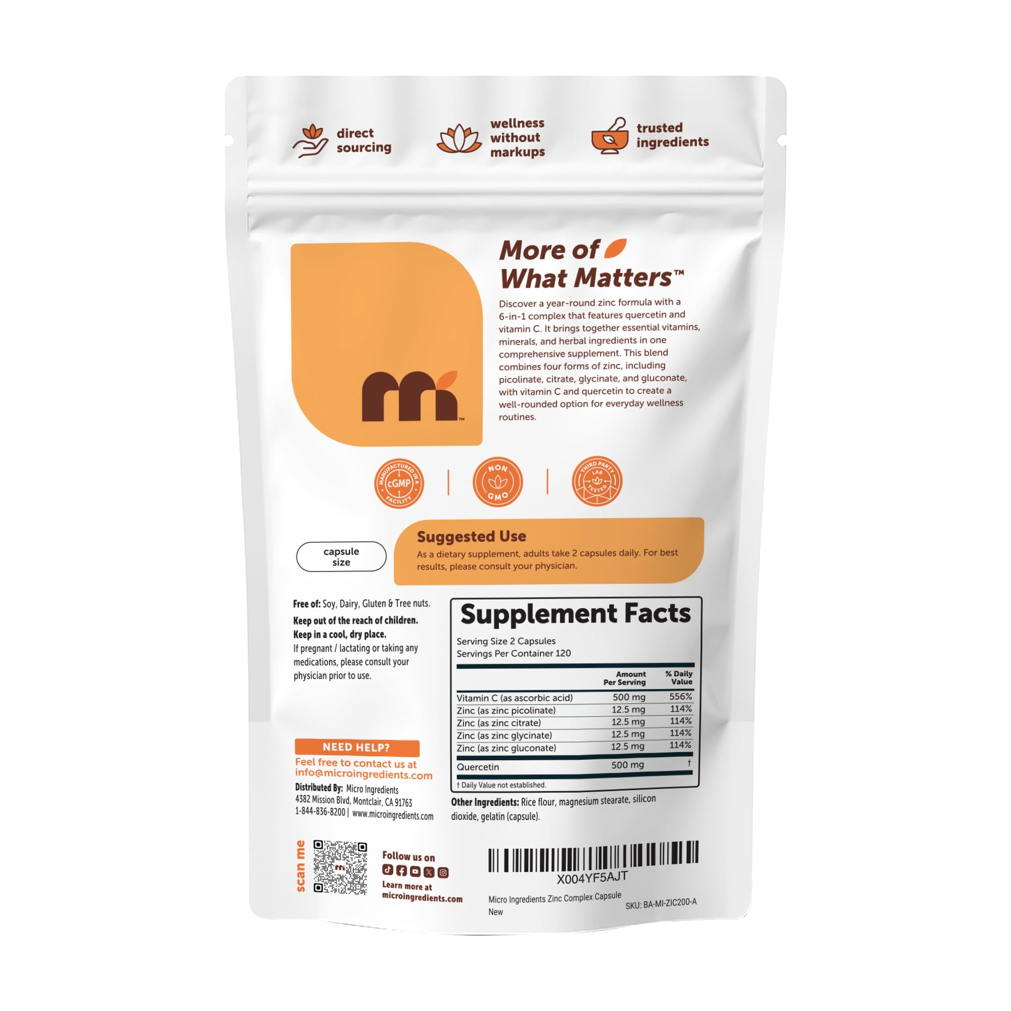 Micro Ingredients cápsulas dentro del frasco mostrando cantidad disponible