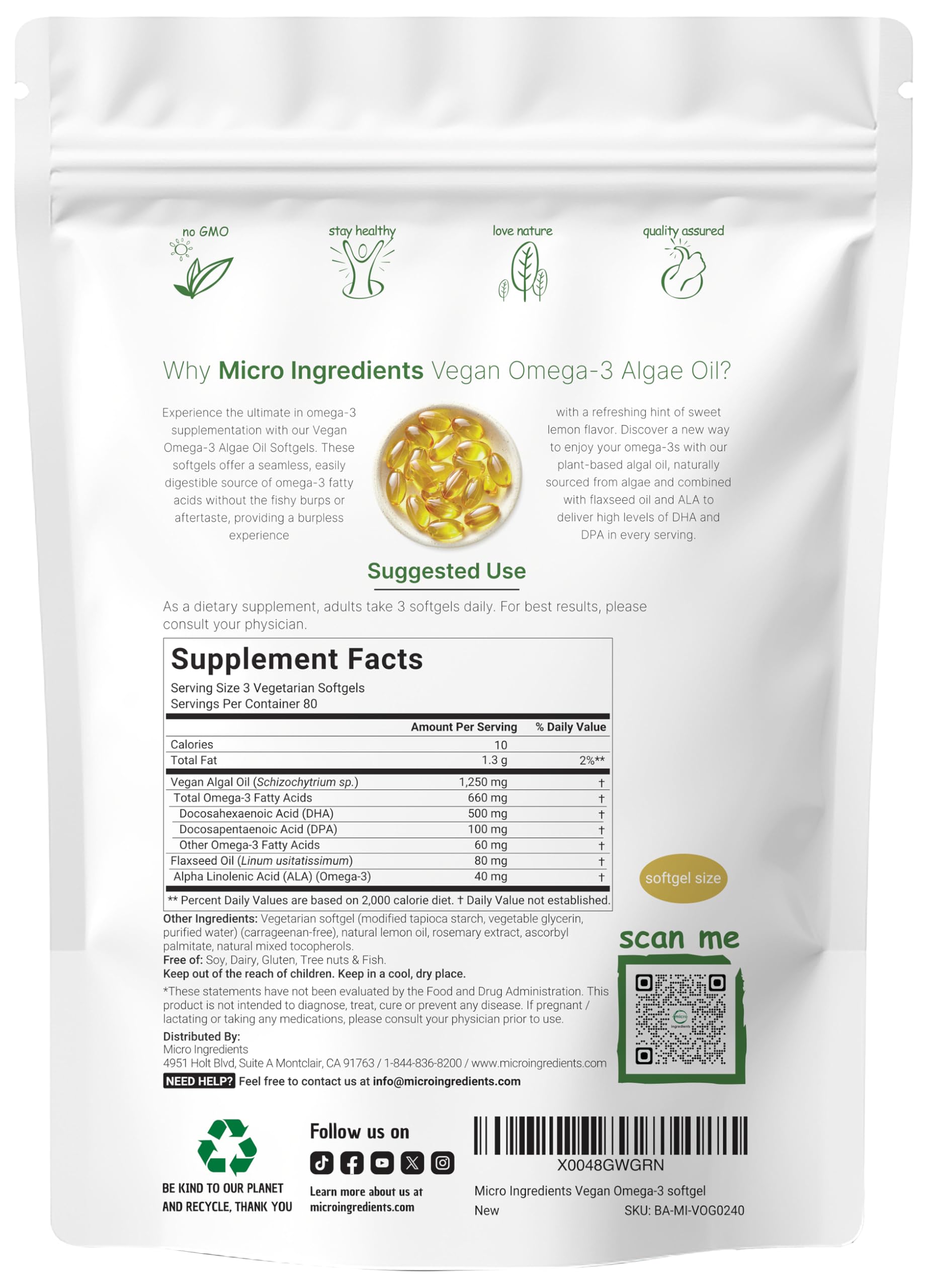 Micro Ingredients primer plano de las softgels mostrando textura y brillo