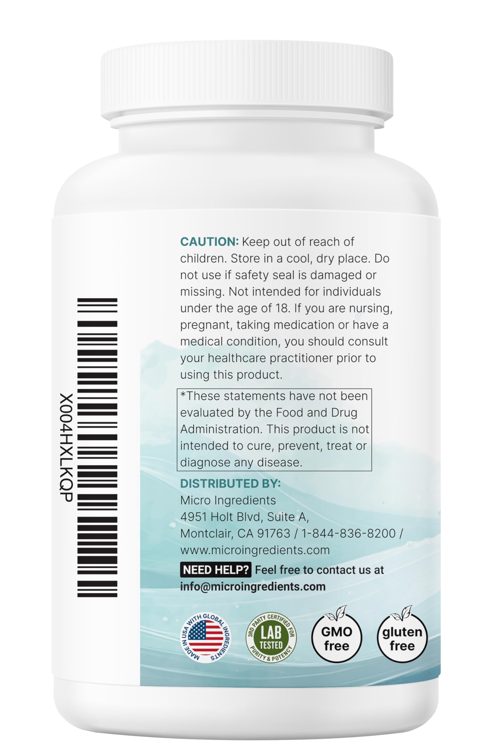 Micro Ingredients certificado de laboratorio de terceros, beneficio: pureza y control de calidad