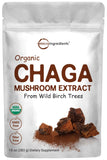 Micro Ingredients envase frontal de chaga orgánico mostrando etiqueta y tamaño