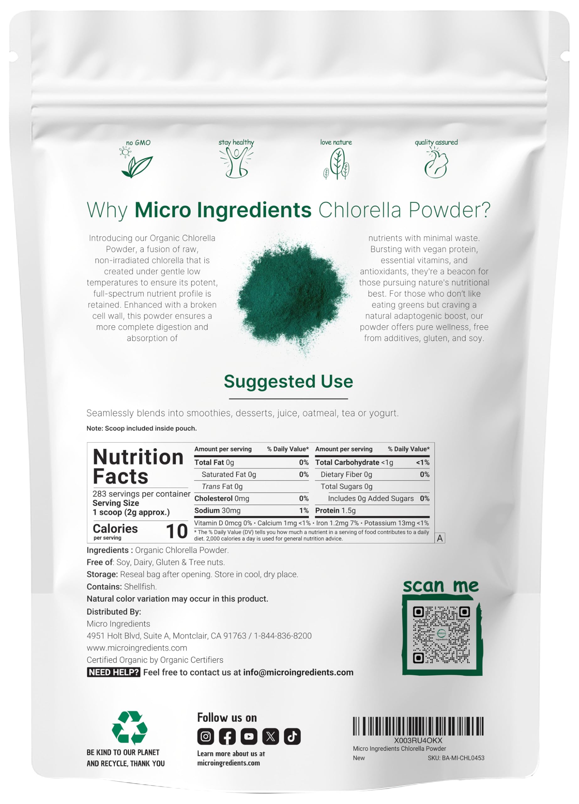 Micro Ingredients primer plano de textura de polvo fino para mezcla fácil y absorción