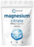 Micro Ingredients envase frontal de citrato de magnesio mostrando tamaño 2 lb