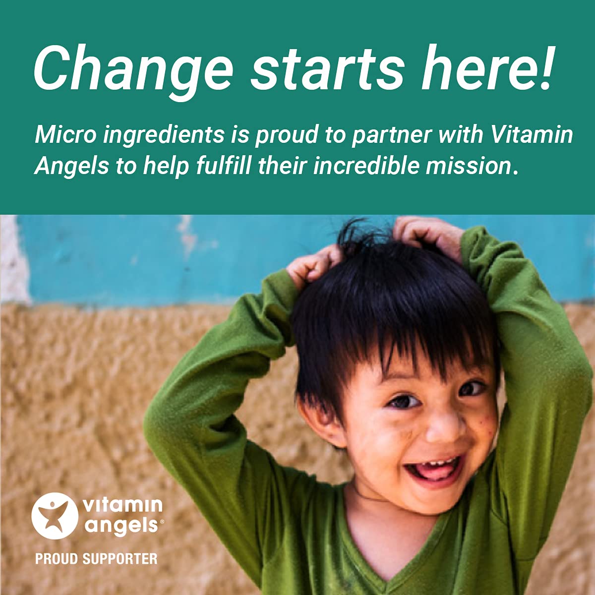 Micro Ingredients comparación de tamaño del frasco frente a objetos cotidianos para referencia