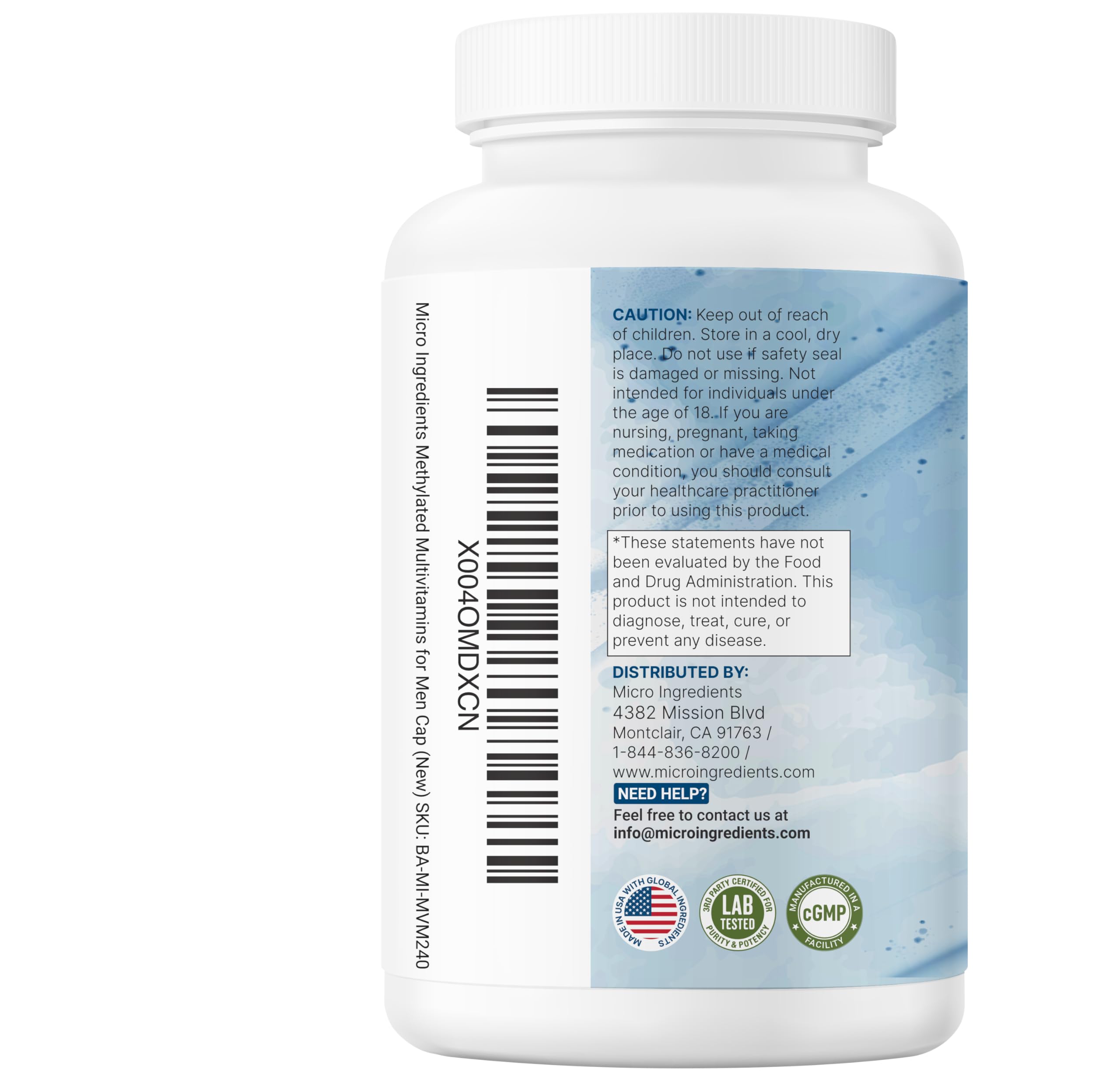 Micro Ingredients comparación de tamaño con moneda para escala