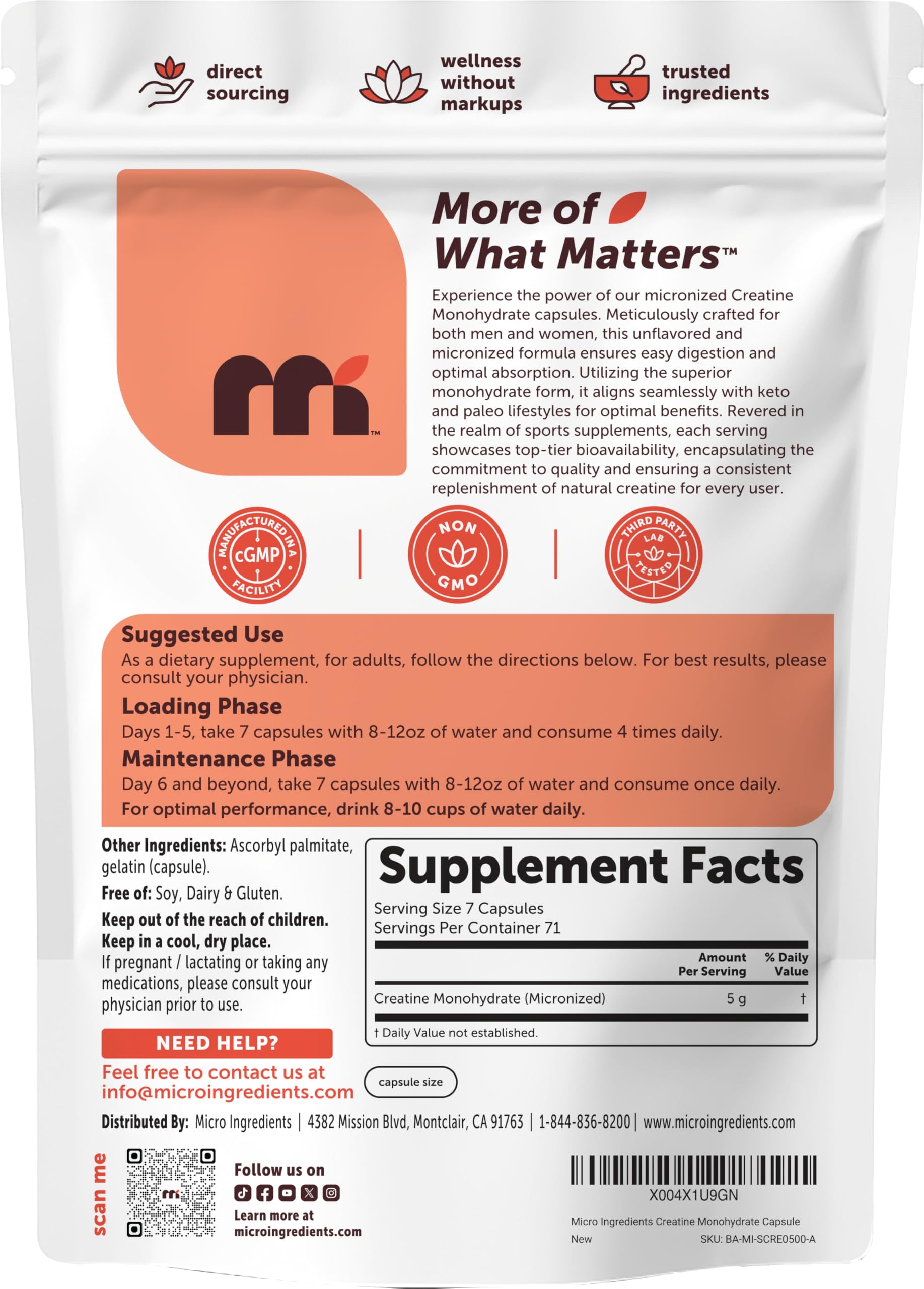 Micro Ingredients etiqueta con información de ingredientes clara y legible