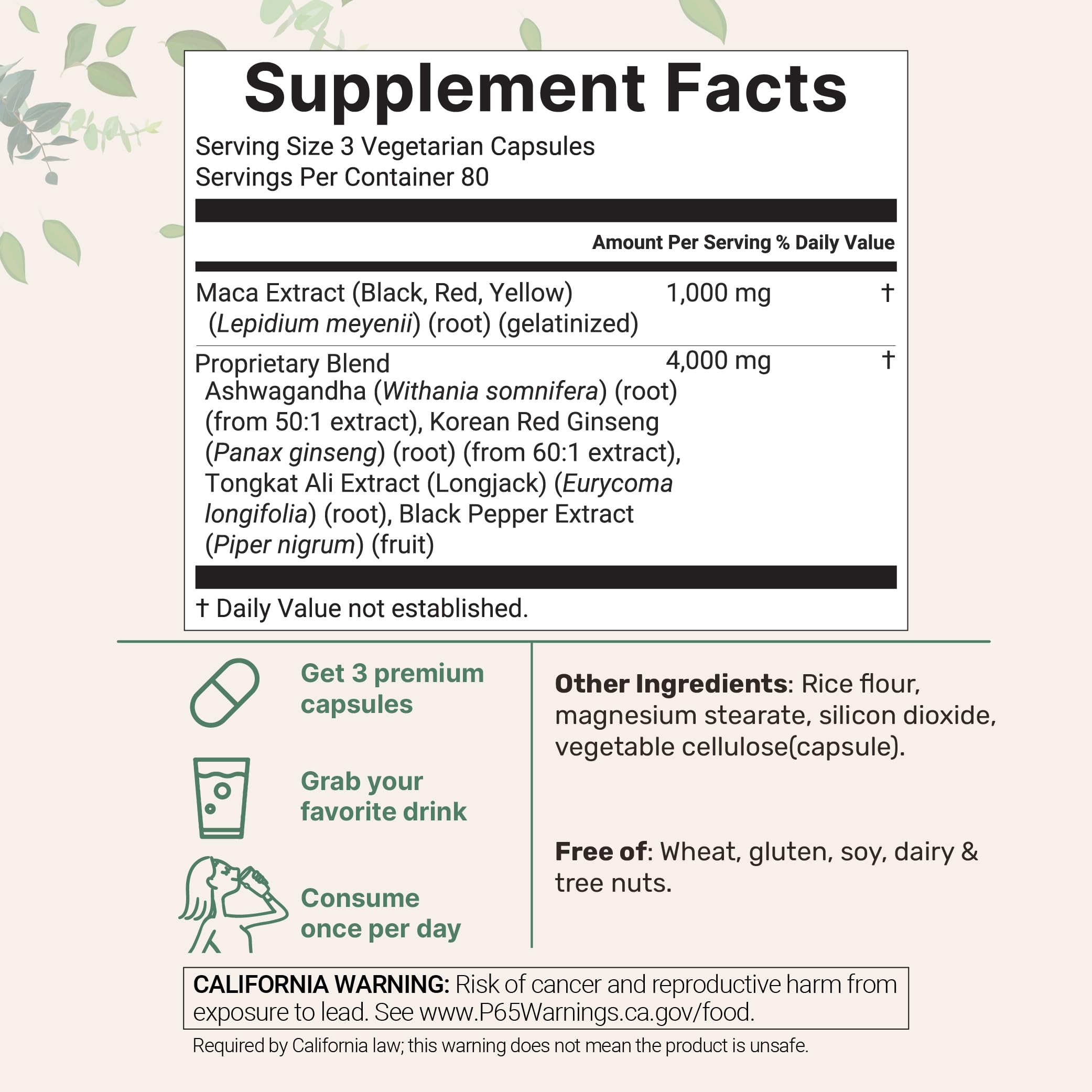 Micro Ingredients detalle de etiqueta con ingredientes y certificaciones visibles