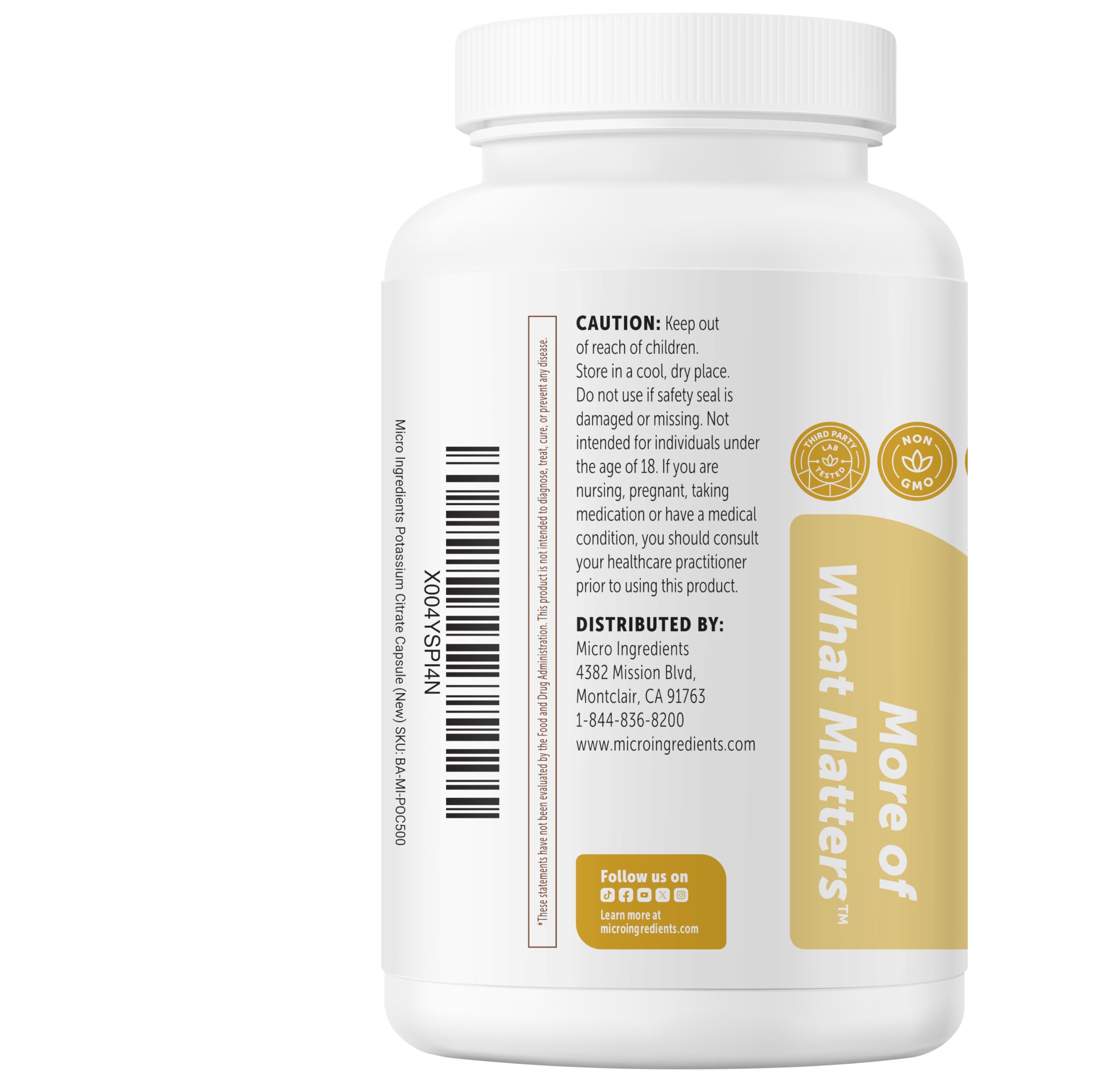 Micro Ingredients empaque con sello de laboratorio y control de calidad