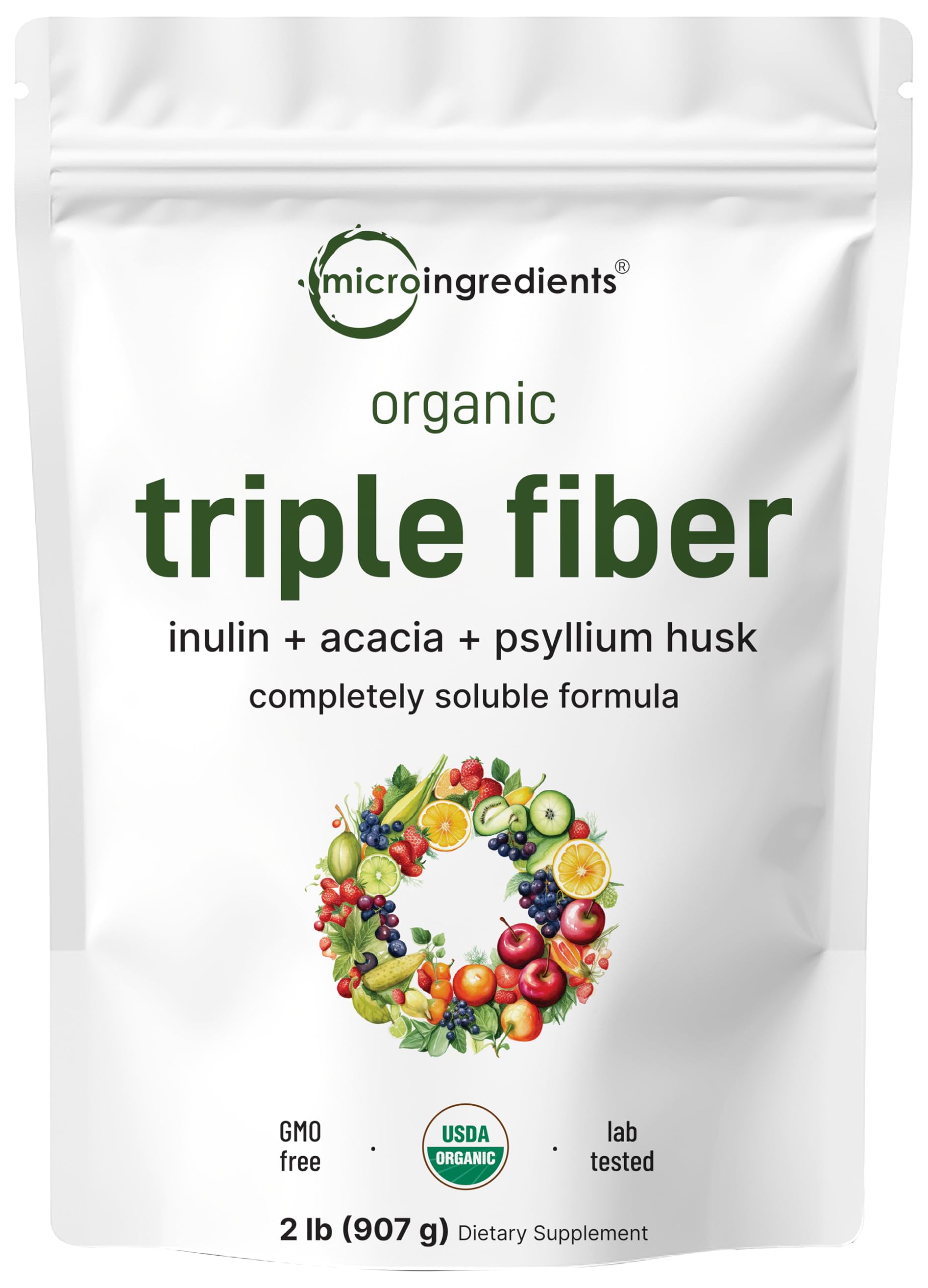 Micro Ingredients envase frontal mostrando etiqueta clara y tamaño de 2 lb