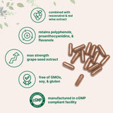 Micro Ingredients etiqueta con información de resveratrol y dosificación visible