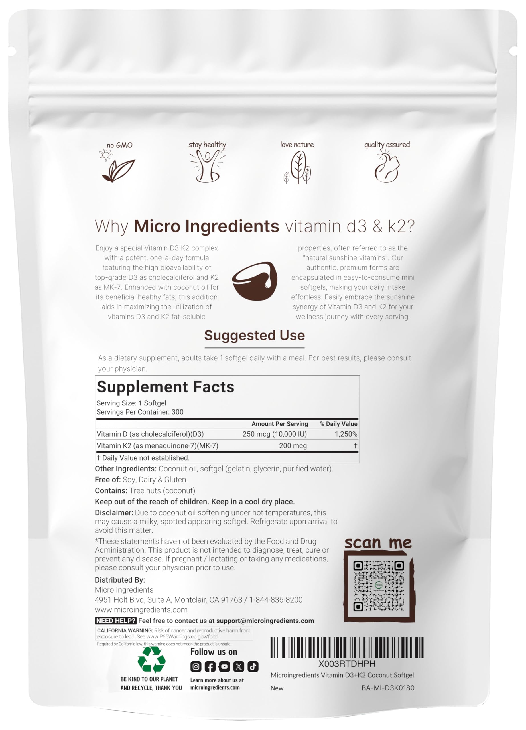 Micro Ingredients etiqueta nutricional legible que ofrece transparencia y dosis