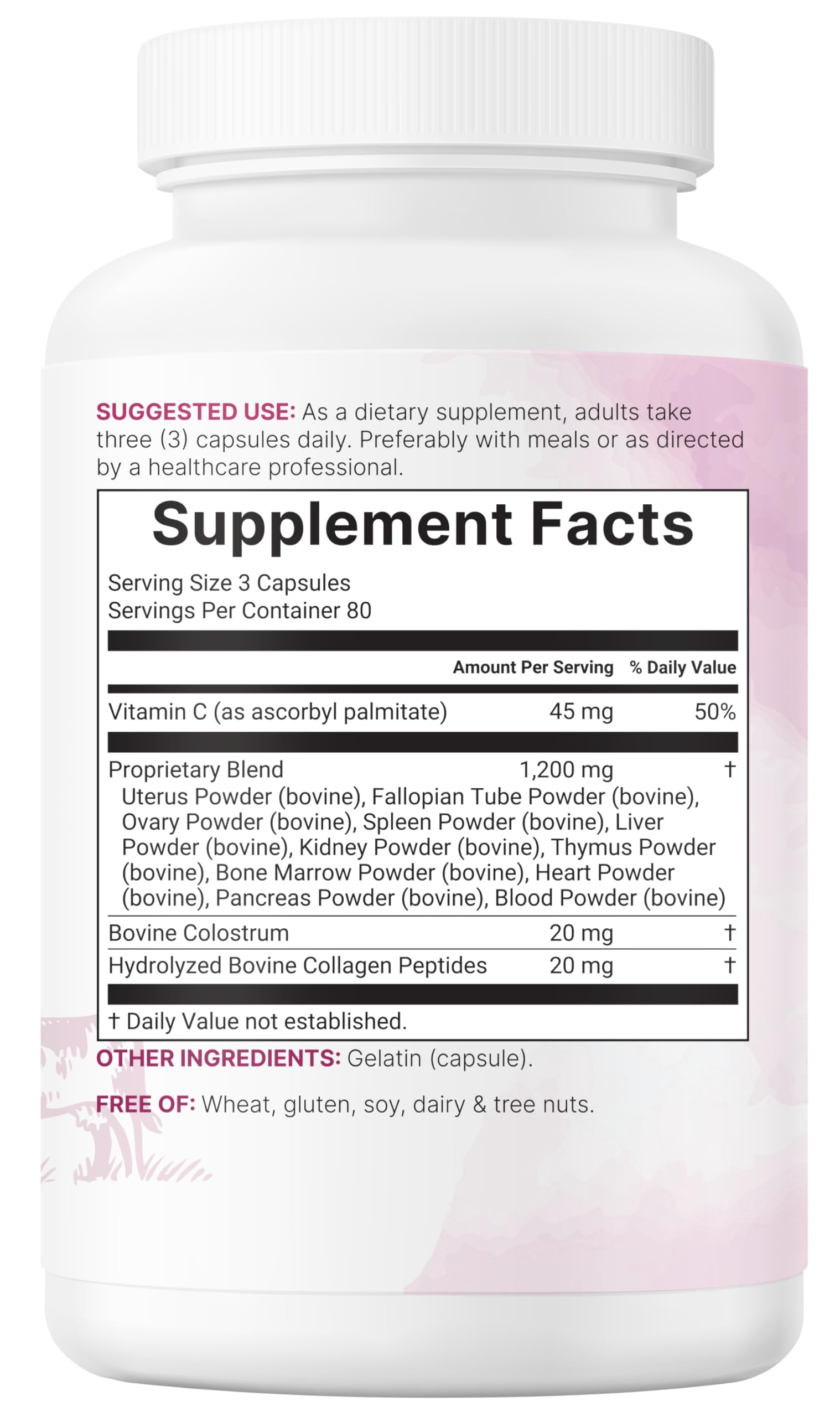 Micro Ingredients vista cercana de ingredientes: colágeno y colostro añadidos