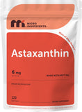 Micro Ingredients frasco de astaxantina 6 mg mostrando presentación y beneficios