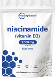 Micro Ingredients frasco frontal del suplemento niacinamida mostrando etiqueta clara