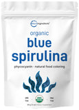 Micro Ingredients frasco frontal con spirulina azul, presentación clara y beneficios veganos
