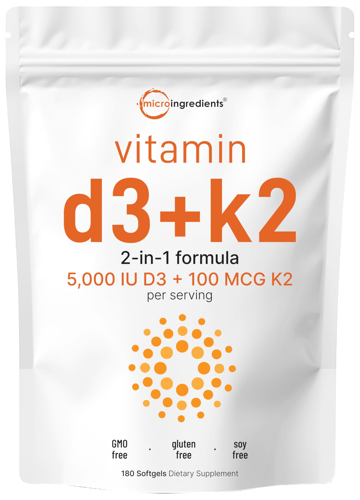 Micro Ingredients frasco frontal mostrando 180 softgels y etiqueta clara