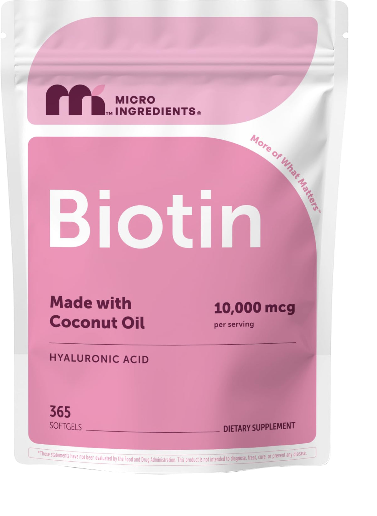 Micro Ingredients frasco frontal mostrando 365 softgels y beneficio de suministro anual