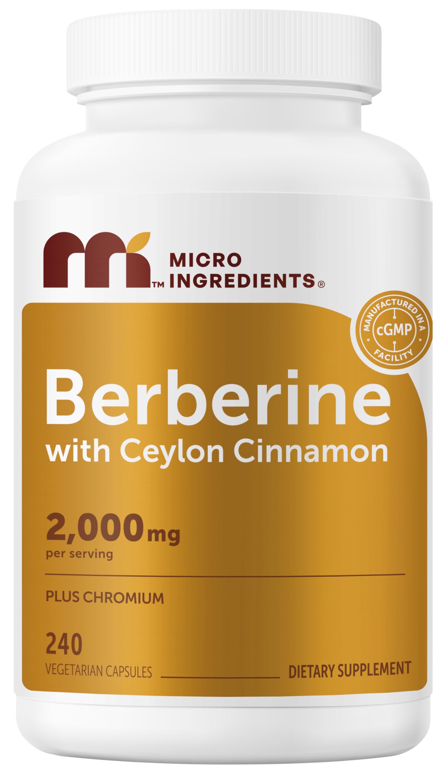 Micro Ingredients frasco frontal mostrando 240 cápsulas y beneficios de conteo alto