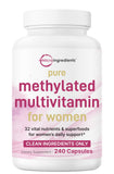 Micro Ingredients frasco frontal del multivitamínico para mujer, presentación clara y sin rellenos
