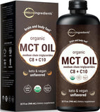 Micro Ingredients botella frontal mostrando etiqueta orgánica y tamaño