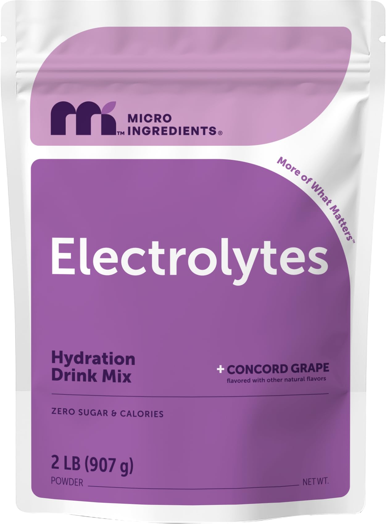 Micro Ingredients frente del empaque mostrando 2 lb y sabor concord grape