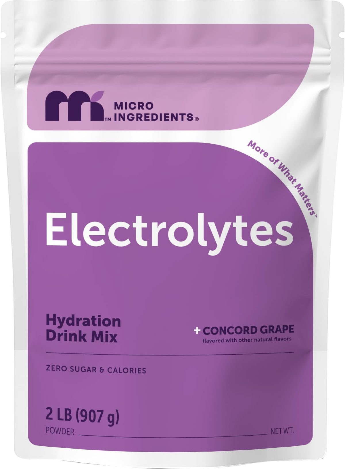 Micro Ingredients frente del empaque mostrando 2 lb y sabor concord grape