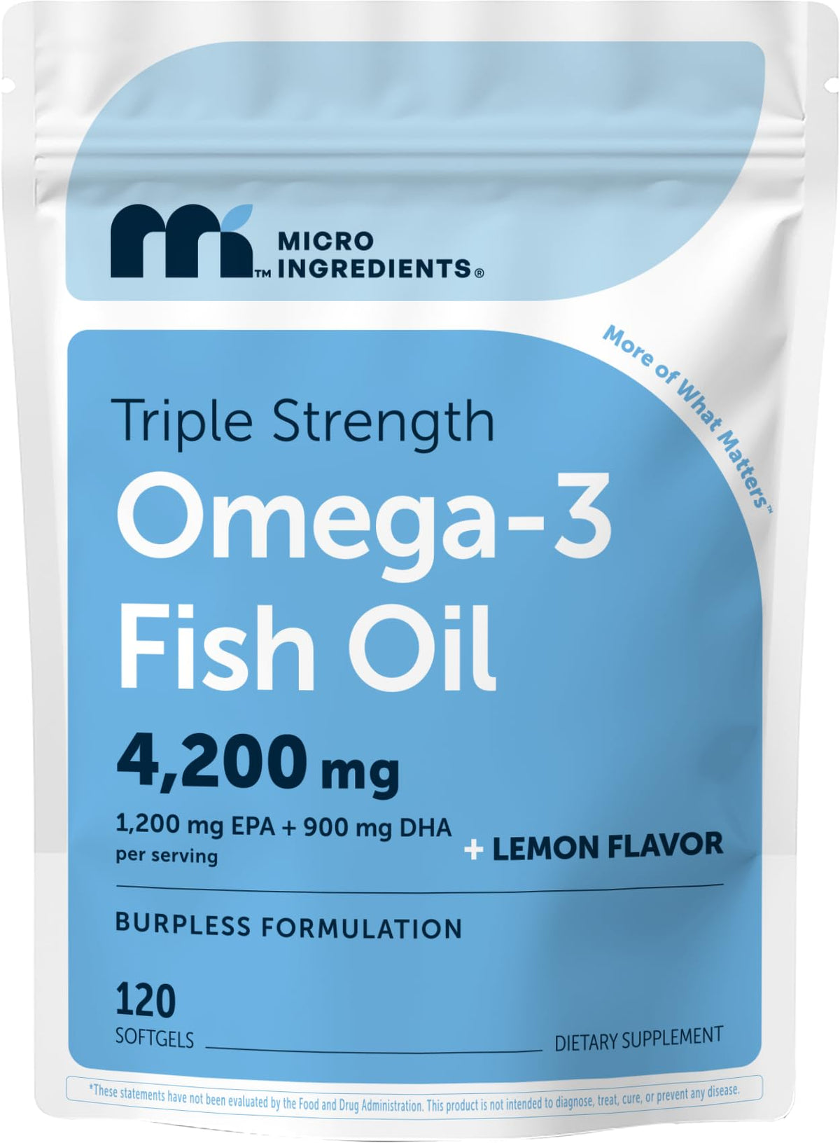 Micro Ingredients frontal del empaque mostrando 120 softgels y beneficios clave