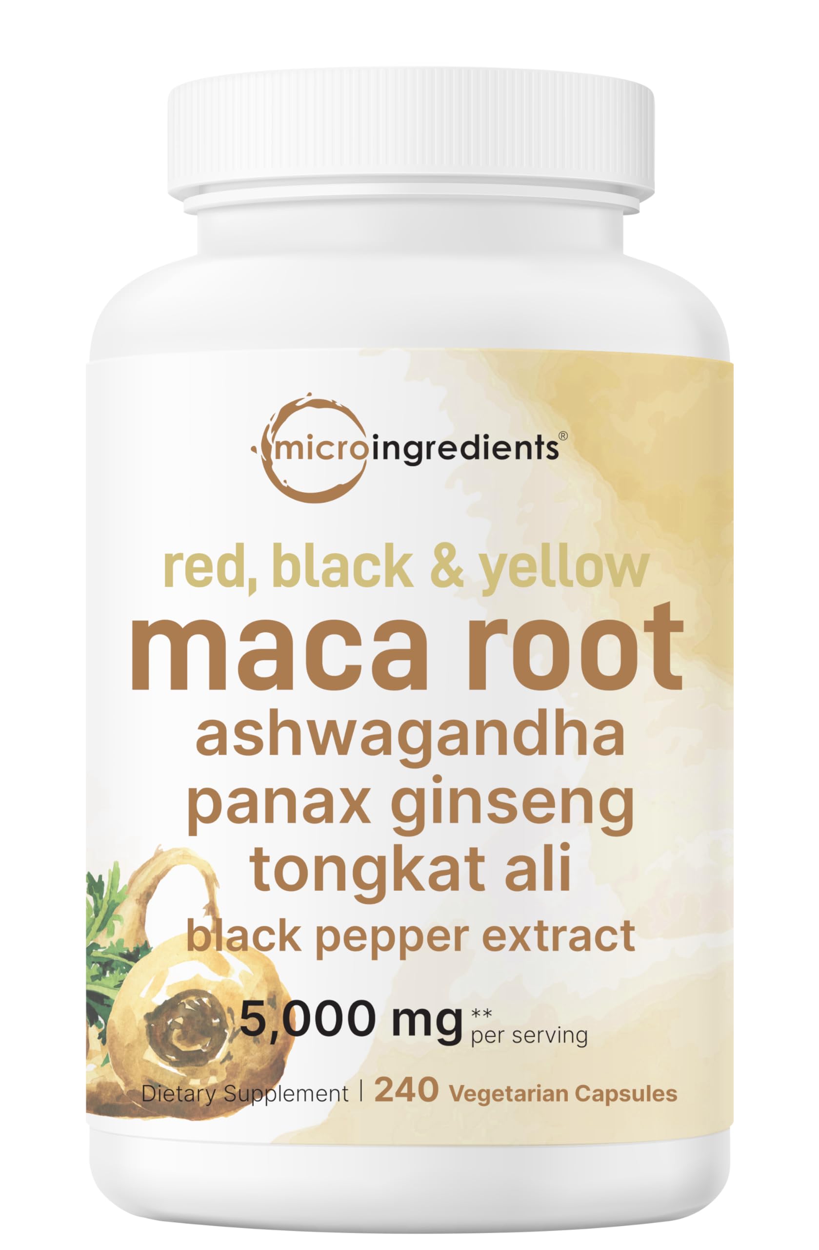 Micro Ingredients frasco frontal mostrando etiqueta y conteo 240 cápsulas