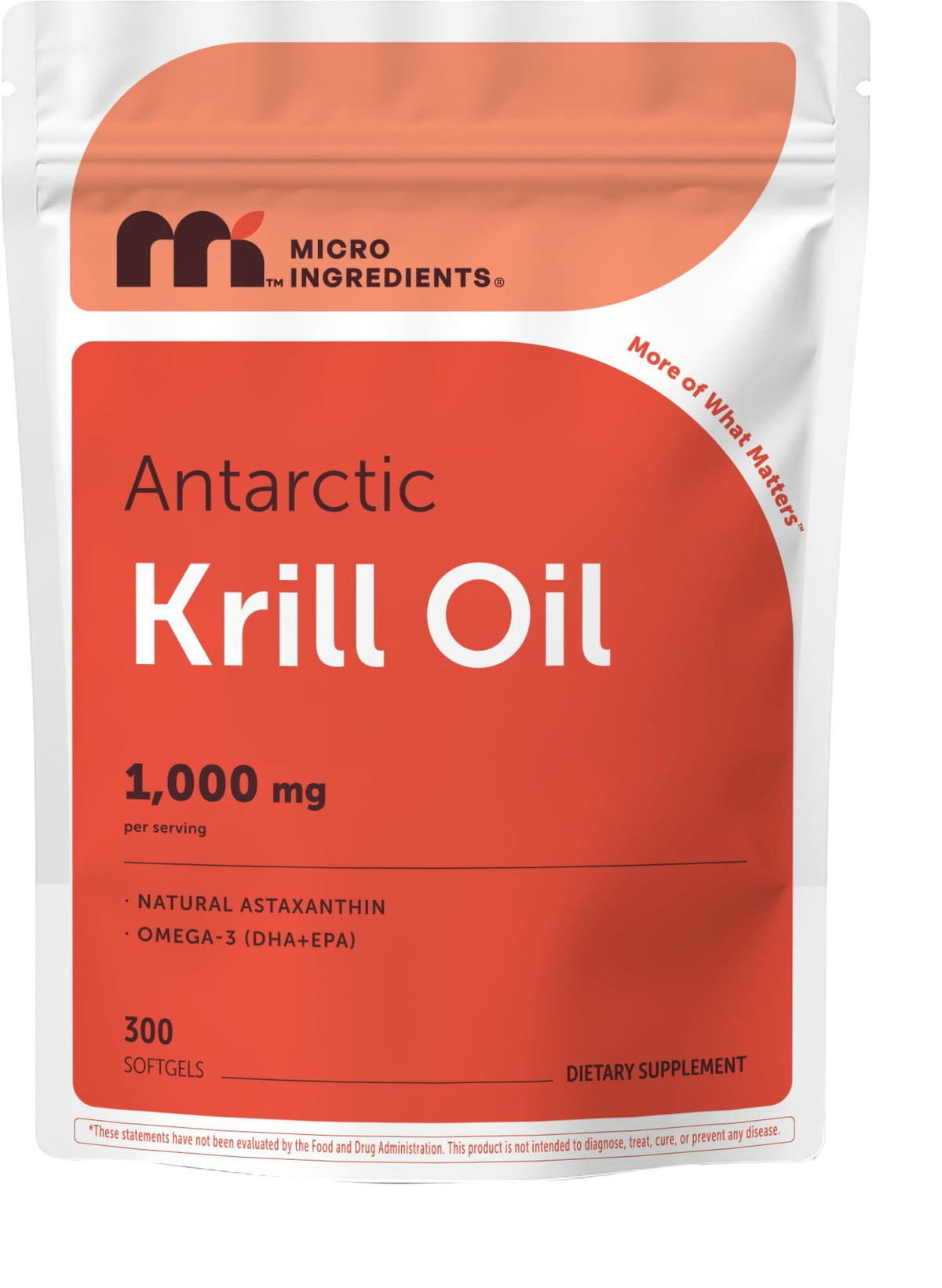 Micro Ingredients frente del paquete de krill con beneficios visibles