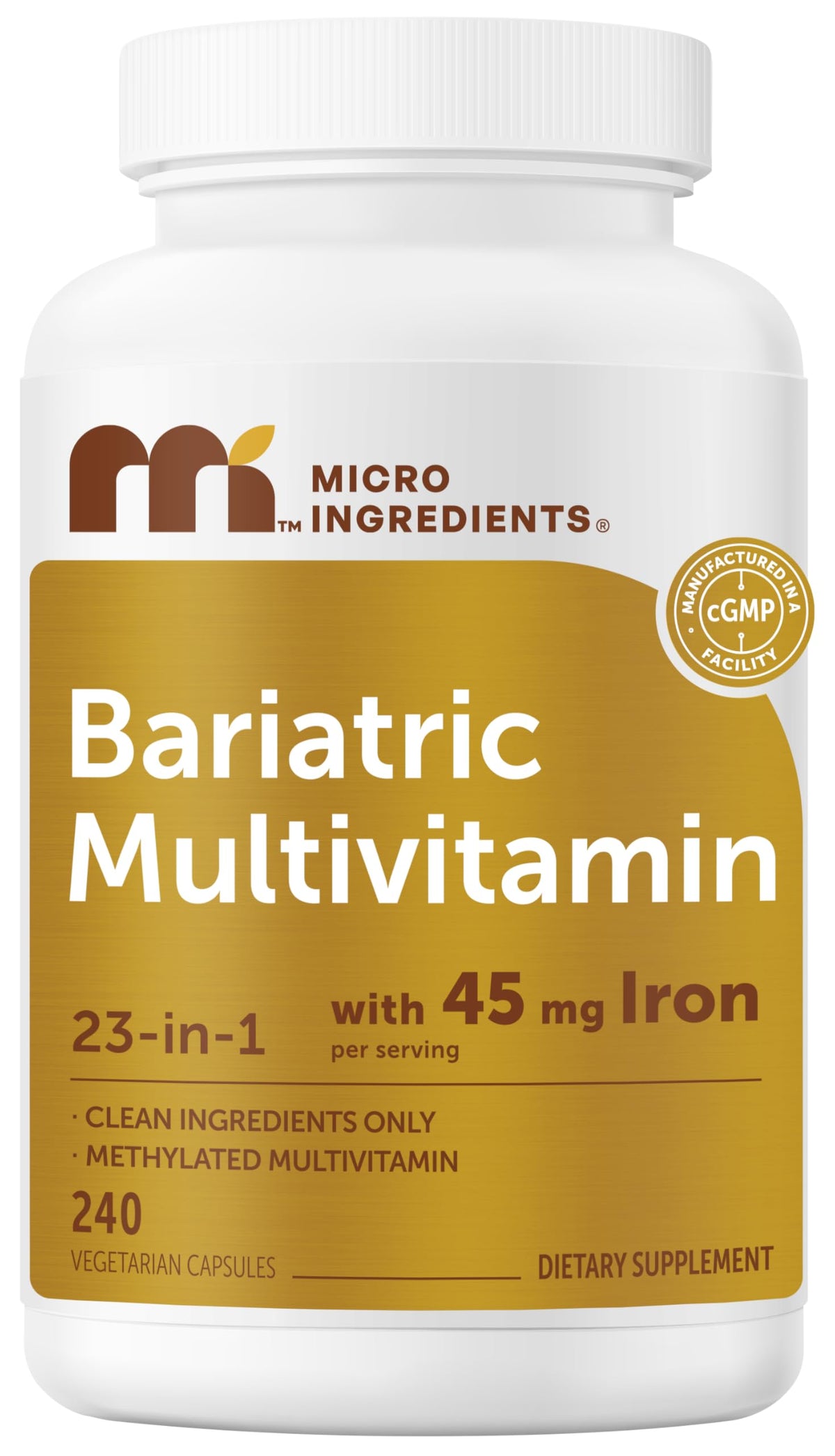 Micro Ingredients frente del envase mostrando 240 cápsulas y beneficios