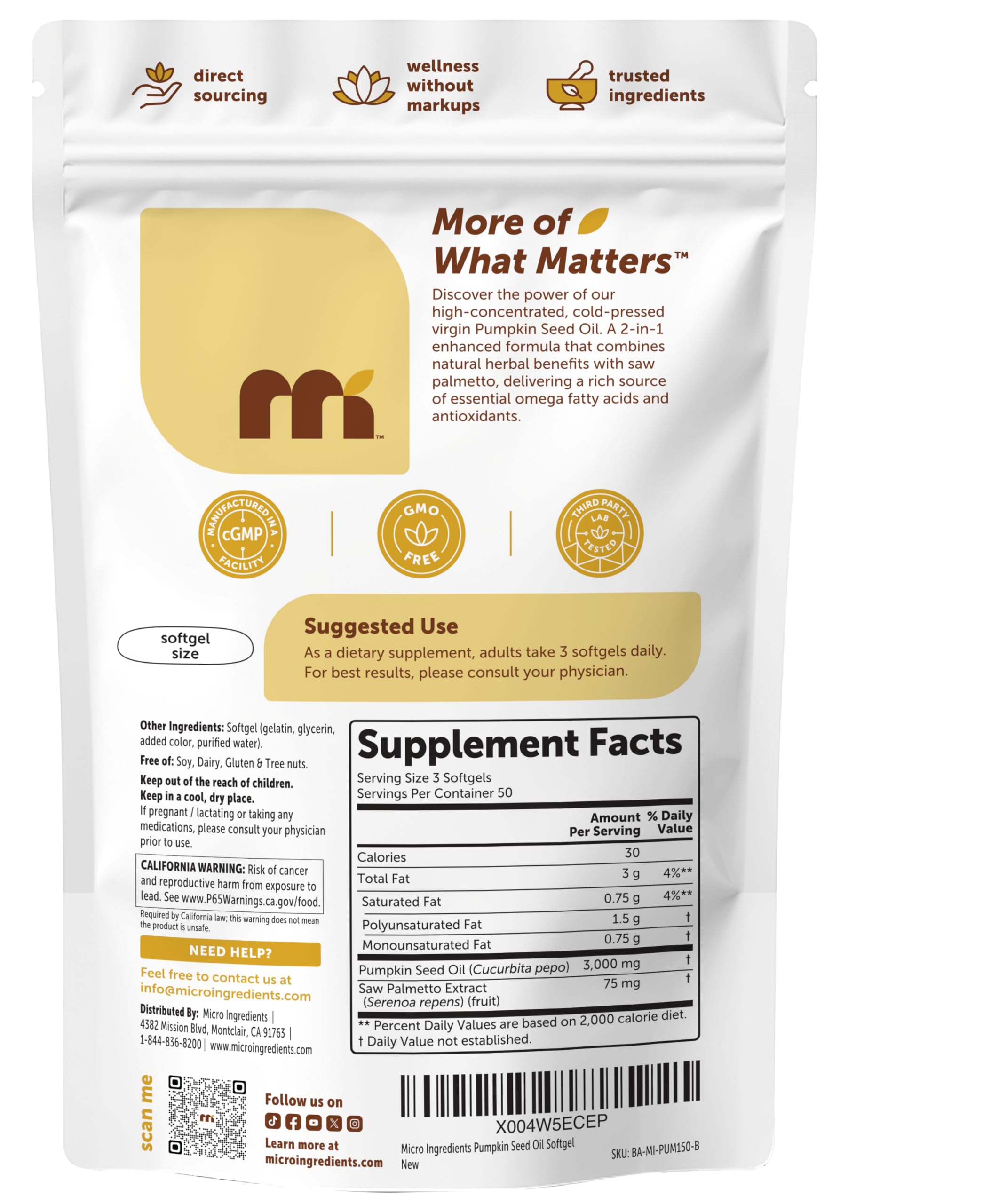 Micro Ingredients semillas y palmetto crudos que ilustran origen vegetal