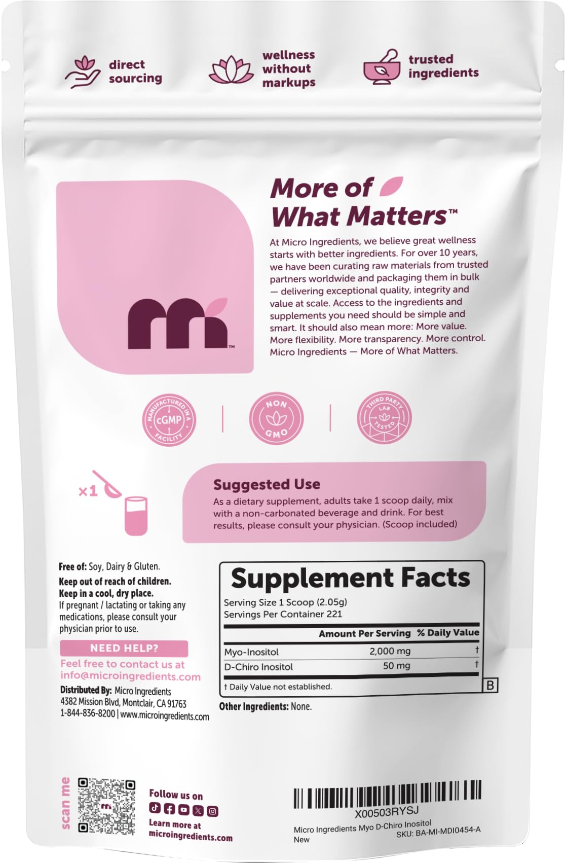 Micro Ingredients iconos de libre de gluten y vegano, garantiza compatibilidad dietética