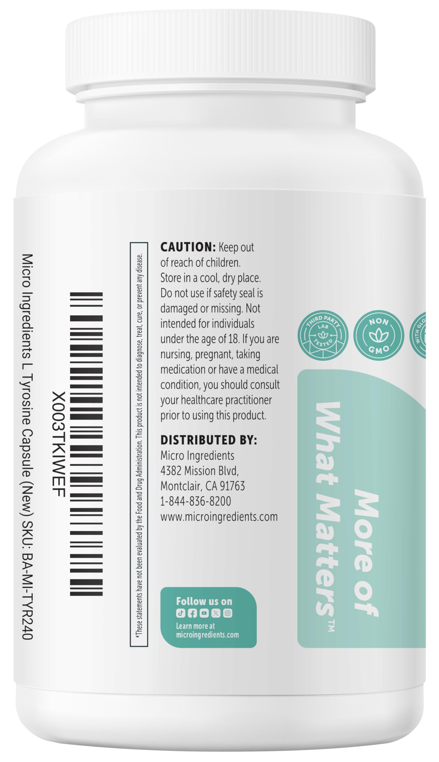 Micro Ingredients información nutricional ampliada para verificar pureza