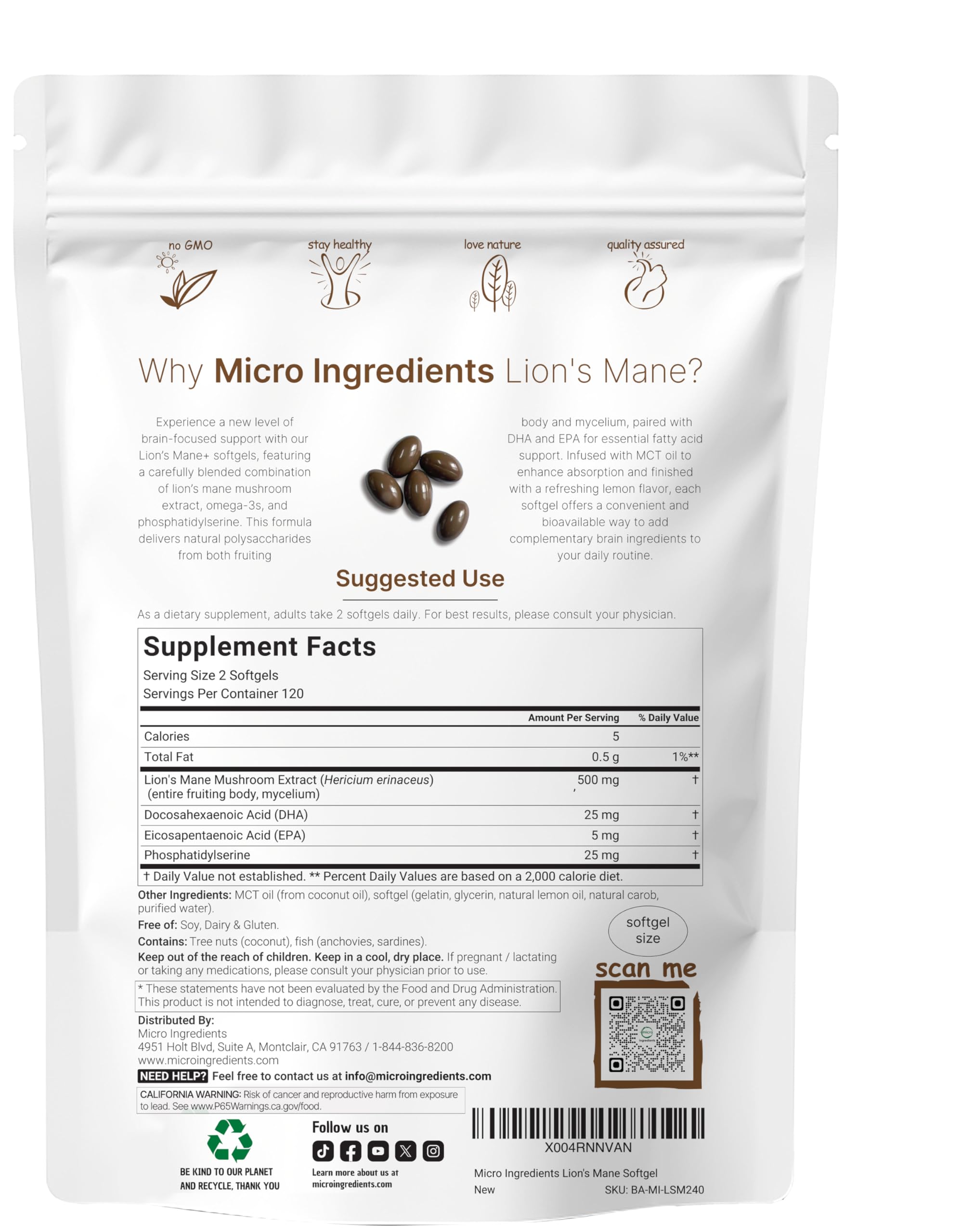Micro Ingredients cápsula blanda cerca, fácil de tragar y con MCT