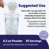 Micro Ingredients cucharada con polvo mostrando dosificación y control