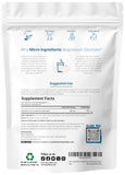 Detalle en primer plano del polvo de magnesio glicinato Micro Ingredients, textura fina y soluble