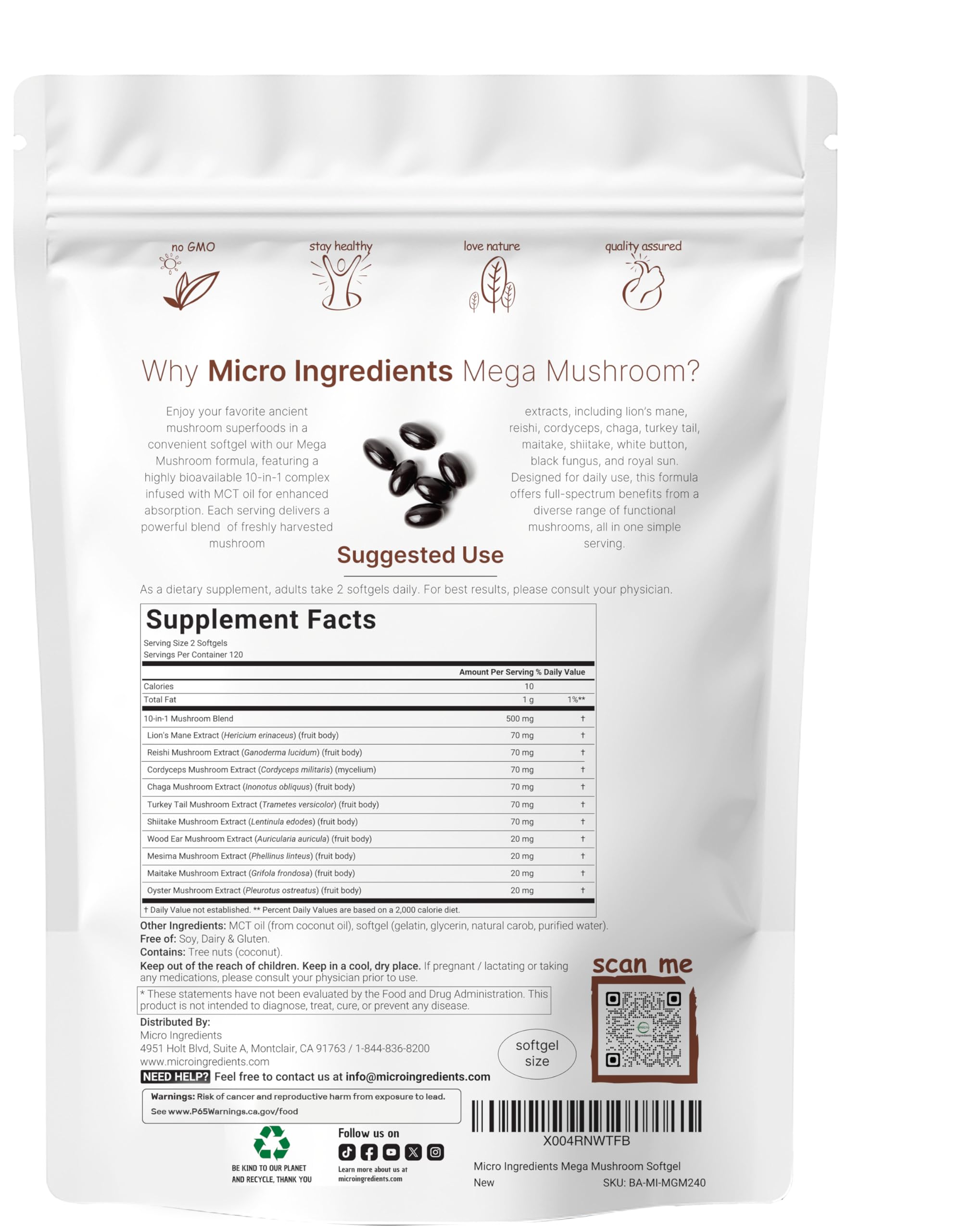 Micro Ingredients caja abierta con botellas y descripción de contenido visible