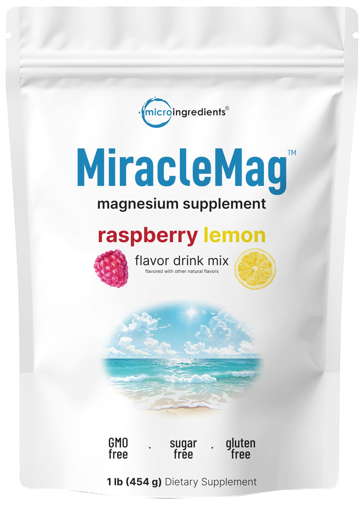 Micro Ingredients envase frontal de MiracleMag con beneficio de dosificación clara