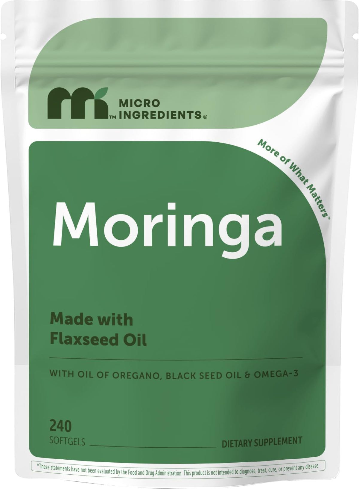 Micro Ingredients vista frontal del envase mostrando 240 softgels y marca