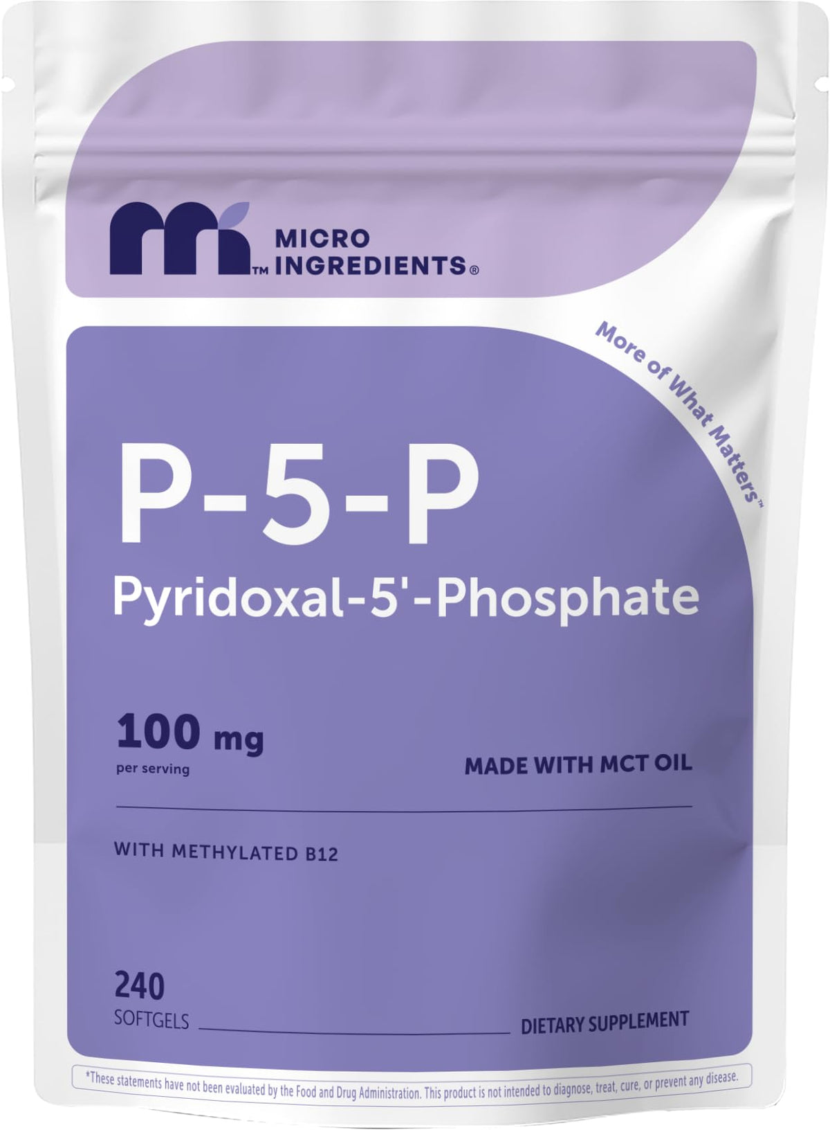 Micro Ingredients frasco frontal mostrando 240 cápsulas, conveniencia mensual