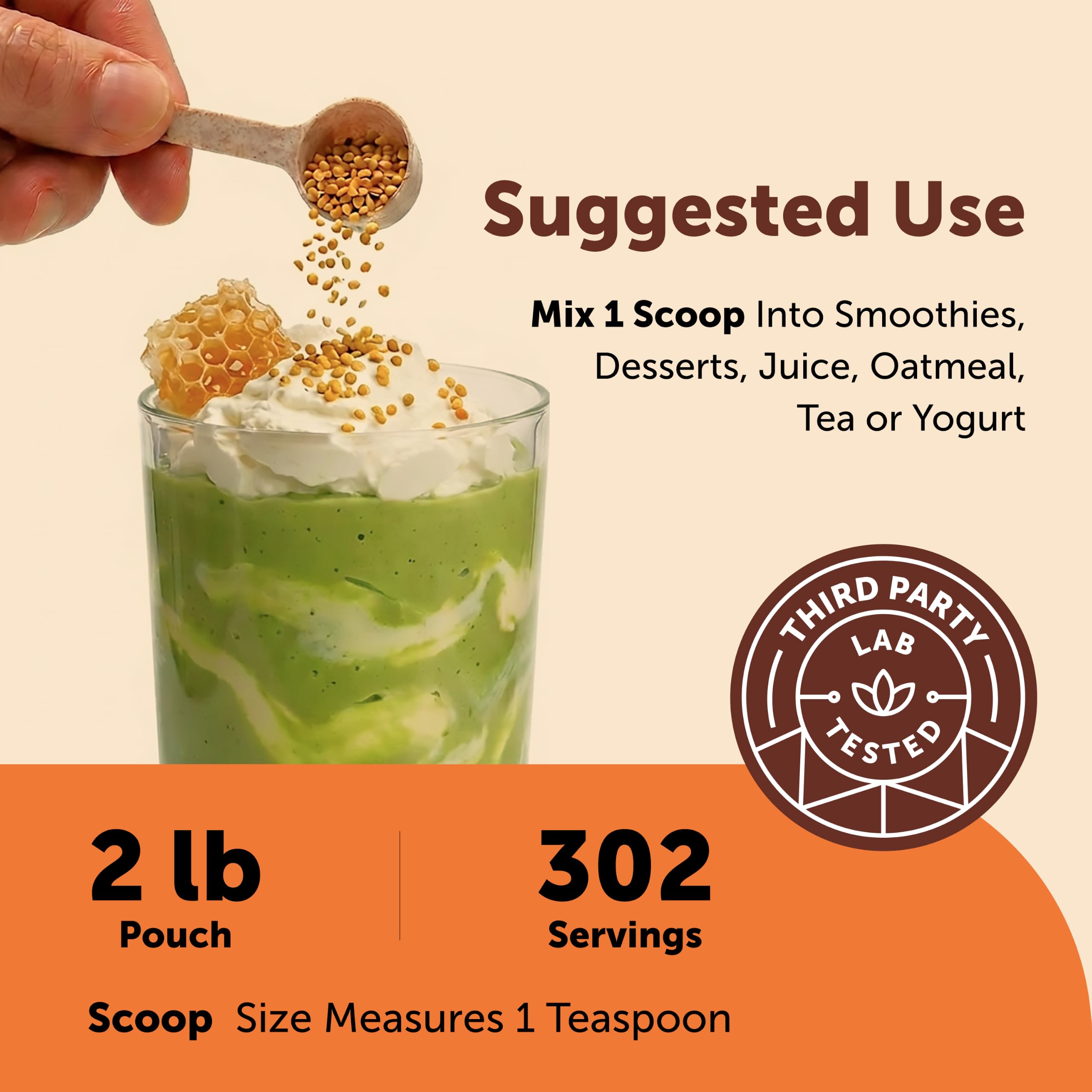 Micro Ingredients cuchara con polen medida precisa y conveniente