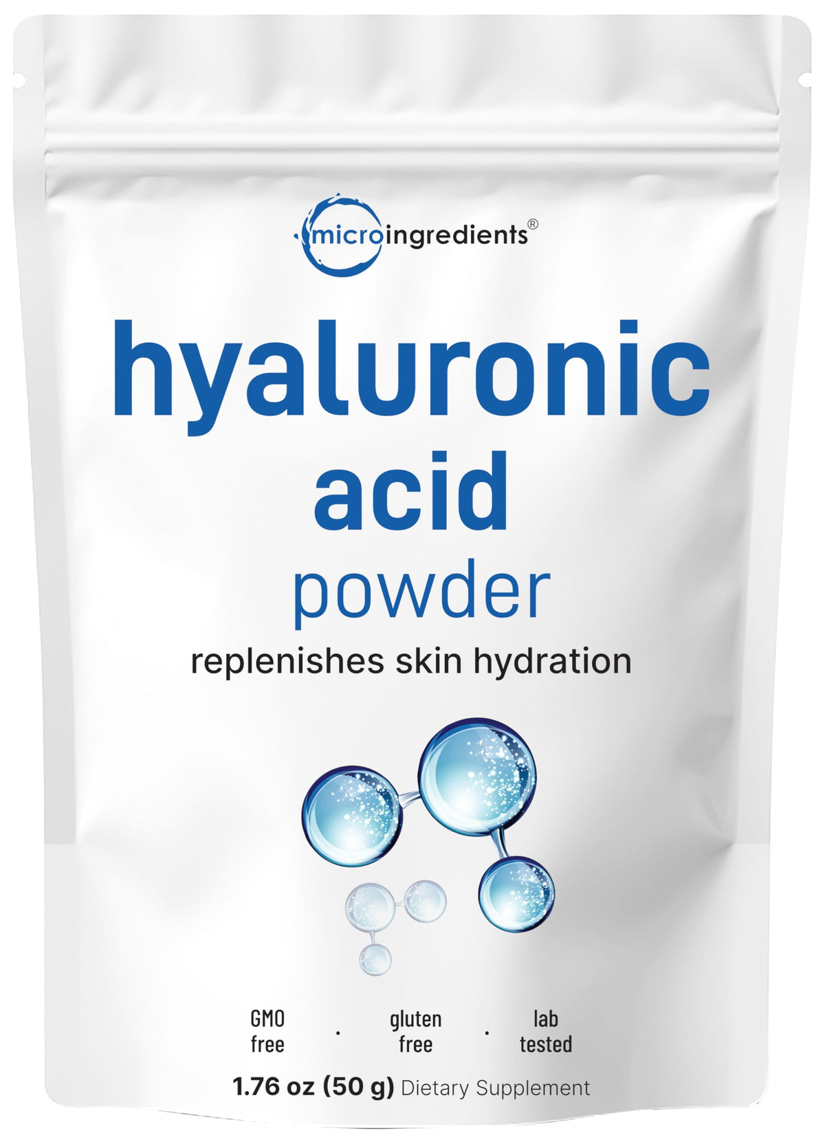 Micro Ingredients envase frontal mostrando etiqueta y beneficio hidratación