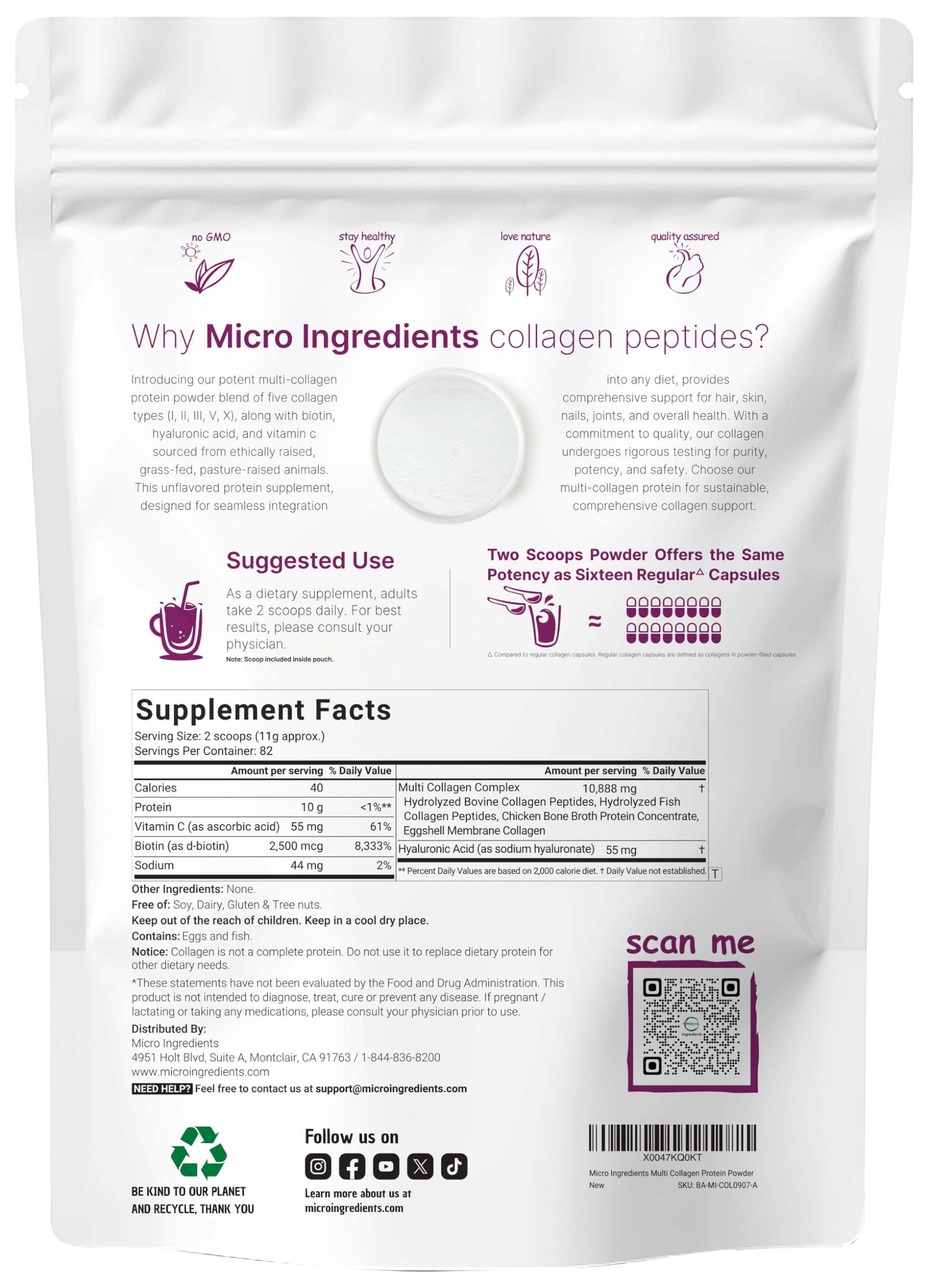 Micro Ingredients textura de polvo hidrolizado en primer plano, fácil disolución