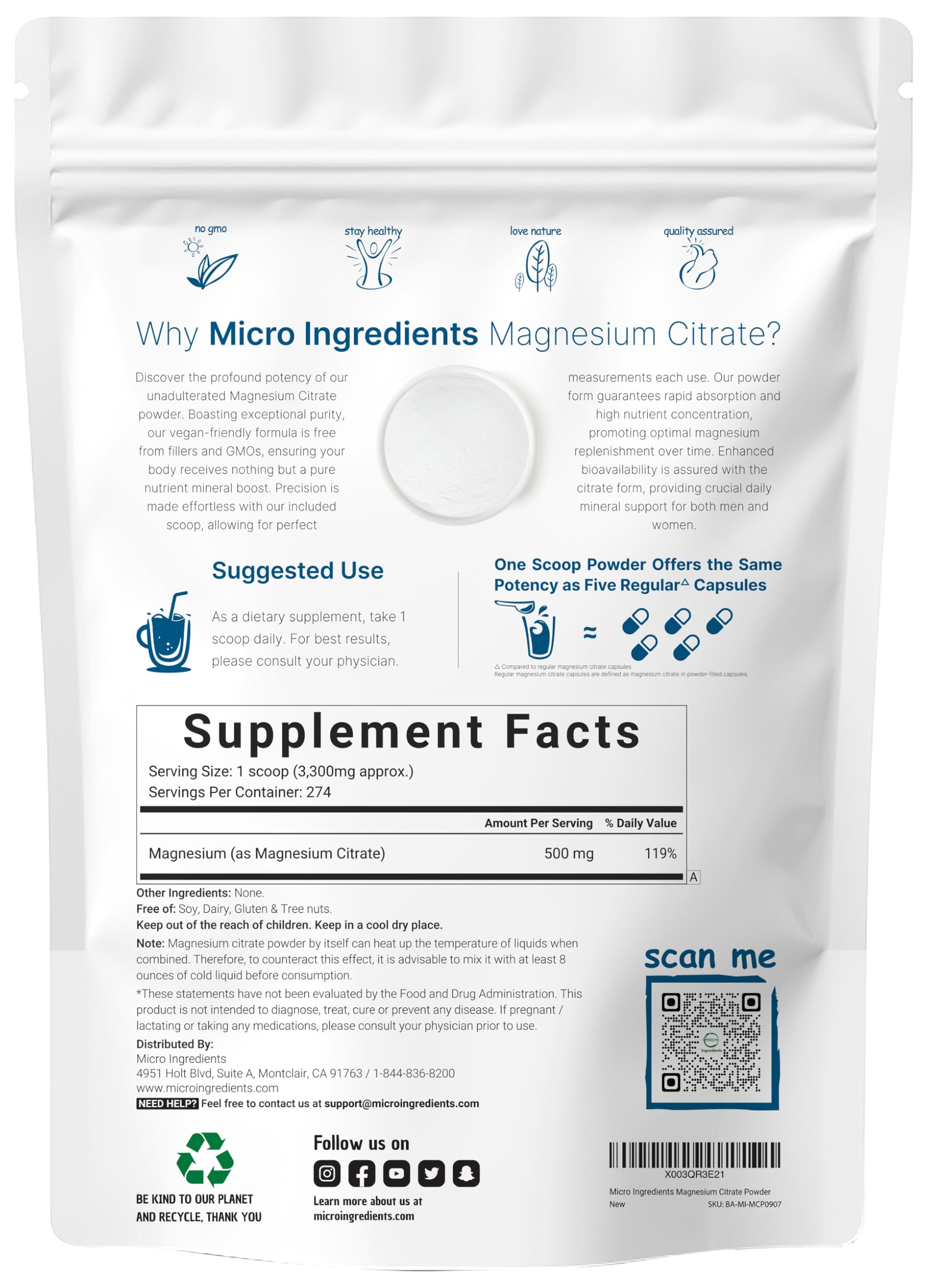Micro Ingredients primer plano de la textura fina del polvo, fácil disolución