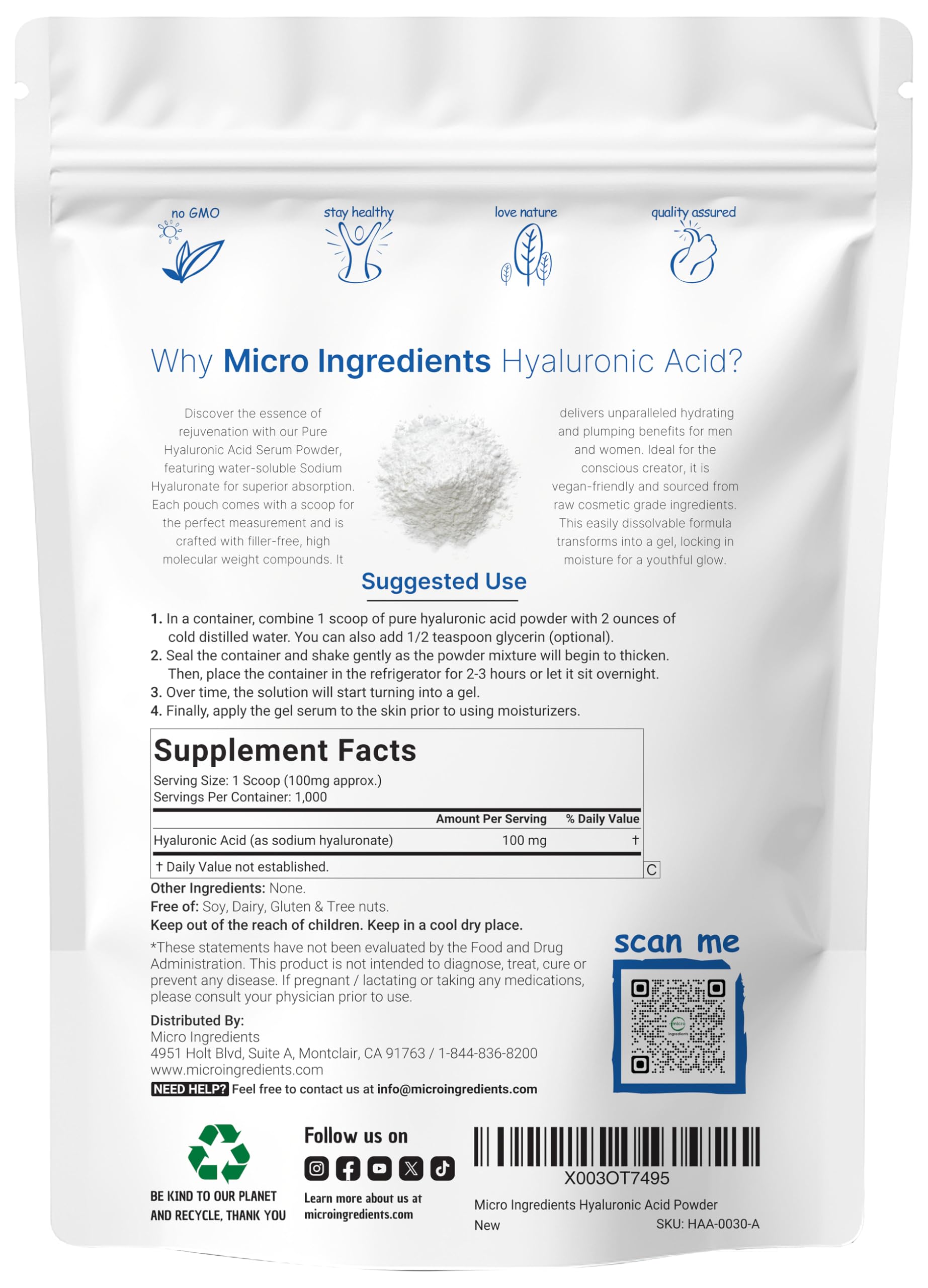 Micro Ingredients primer plano de polvo fino que ilustra textura pura y calidad cosmética