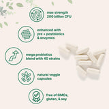 Micro Ingredients polvo y contenido abierto ilustrando mezcla de prebióticos y enzimas