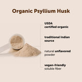 Micro Ingredients psyllium en vaso con agua mostrando formacion de gel