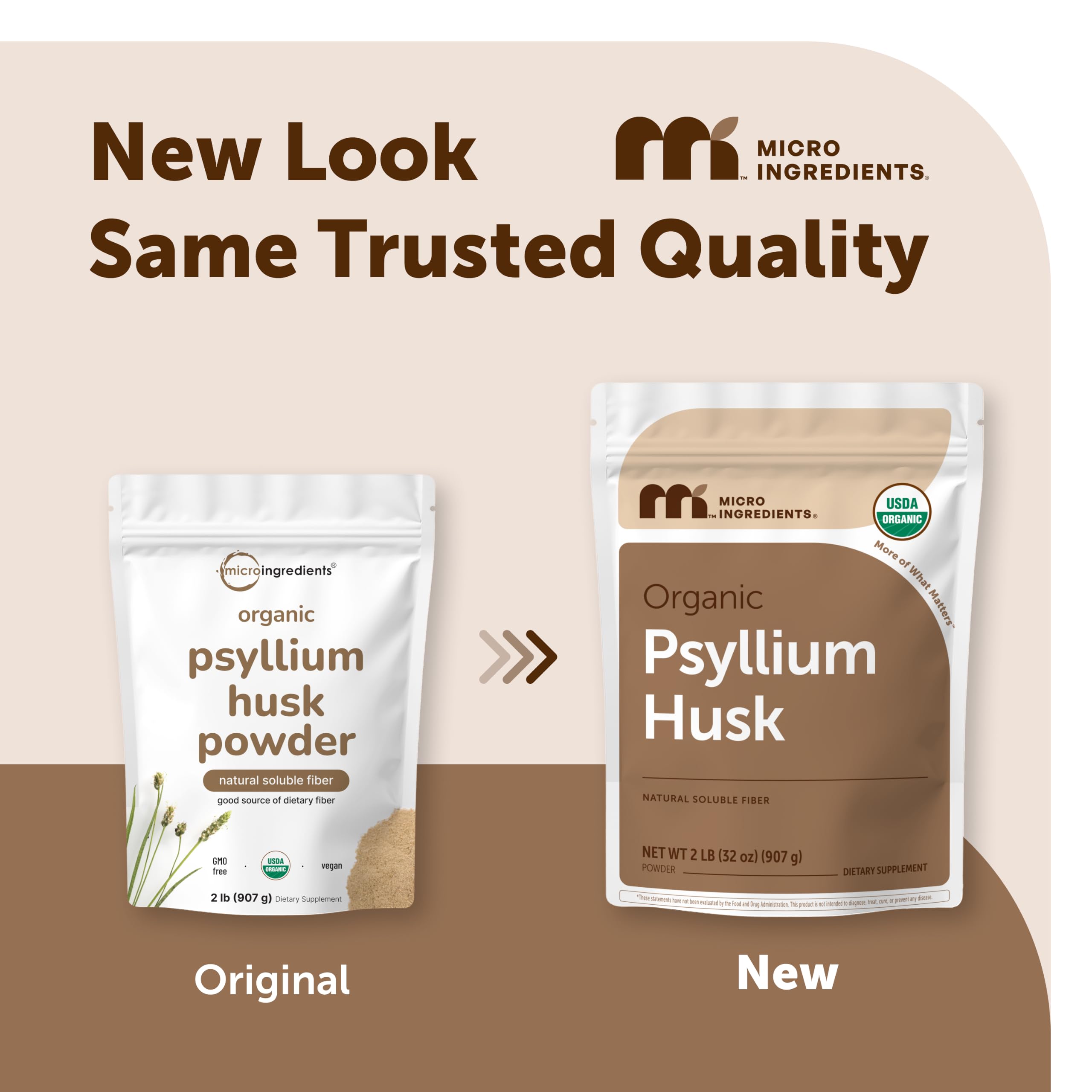 Micro Ingredients primer plano del polvo de psyllium mostrando textura fina