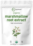 Micro Ingredients empaque frontal de raíz de malvavisco orgánica mostrando la marca y formato, confianza en pureza