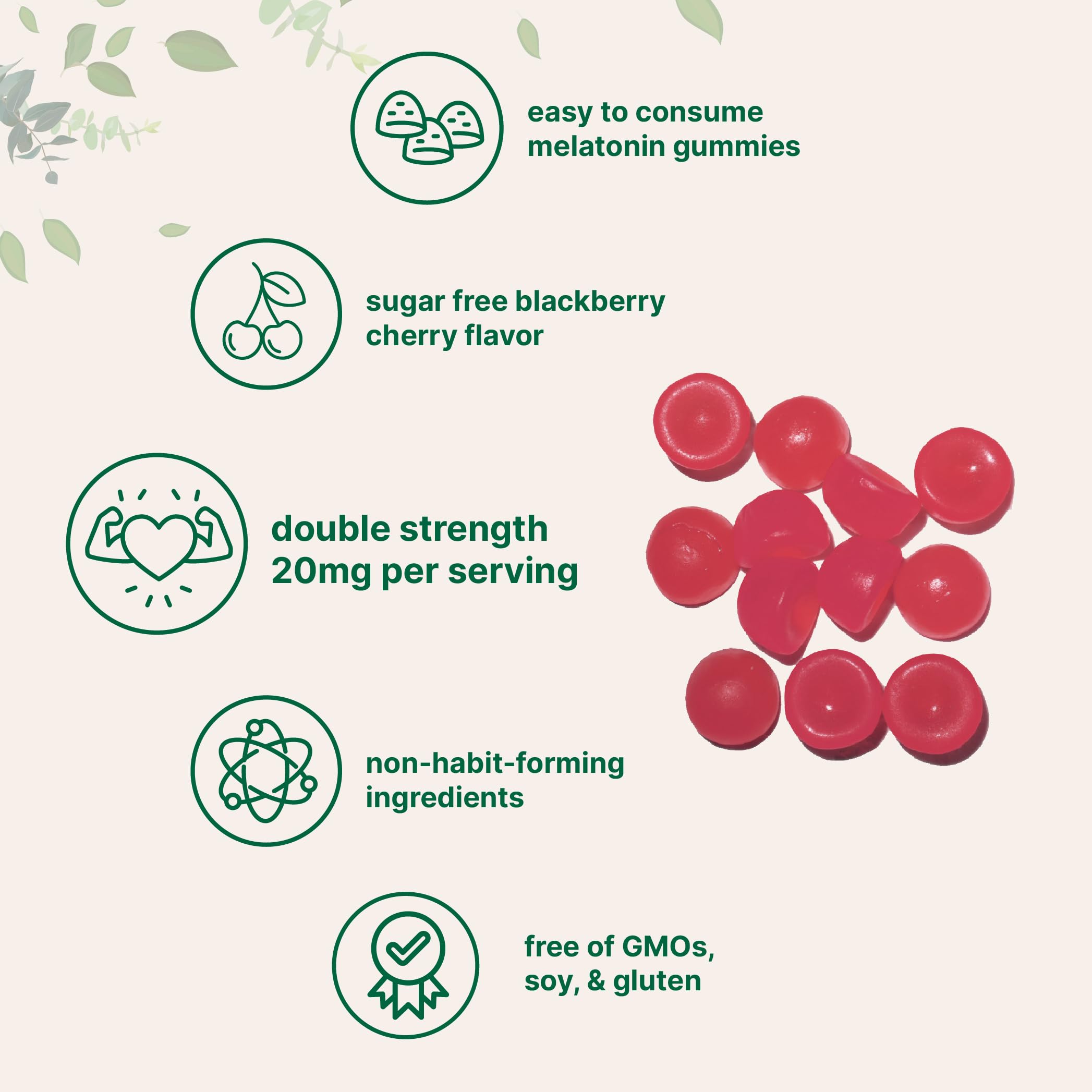Micro Ingredients gomitas sobre fondo frutal blackberry cherry, beneficio sabor agradable